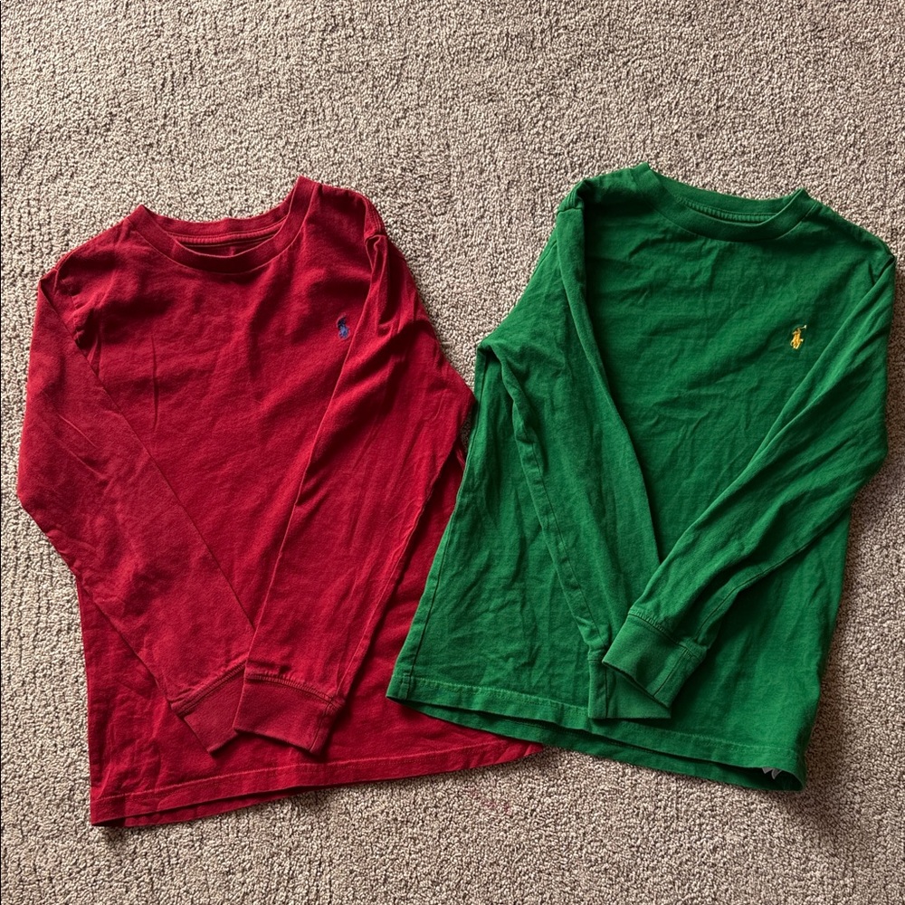 Polo by Ralph Lauren Kids Long Sleeve Tees - Red and Green